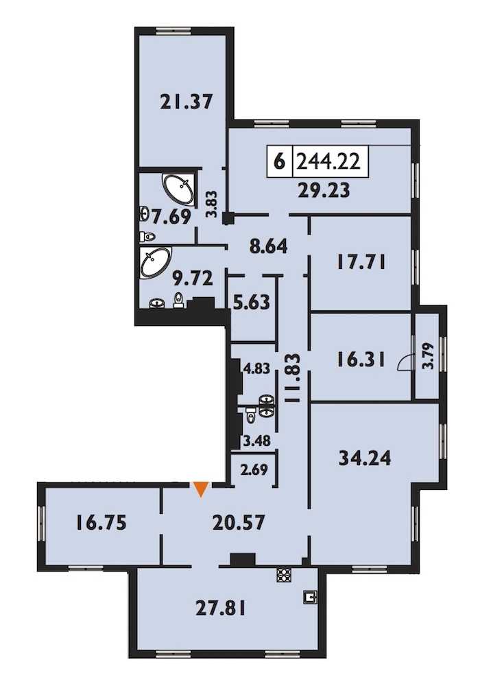 Шестикомнатная квартира в Группа ЛСР: площадь 242 м2 , этаж: 9 – купить в Санкт-Петербурге